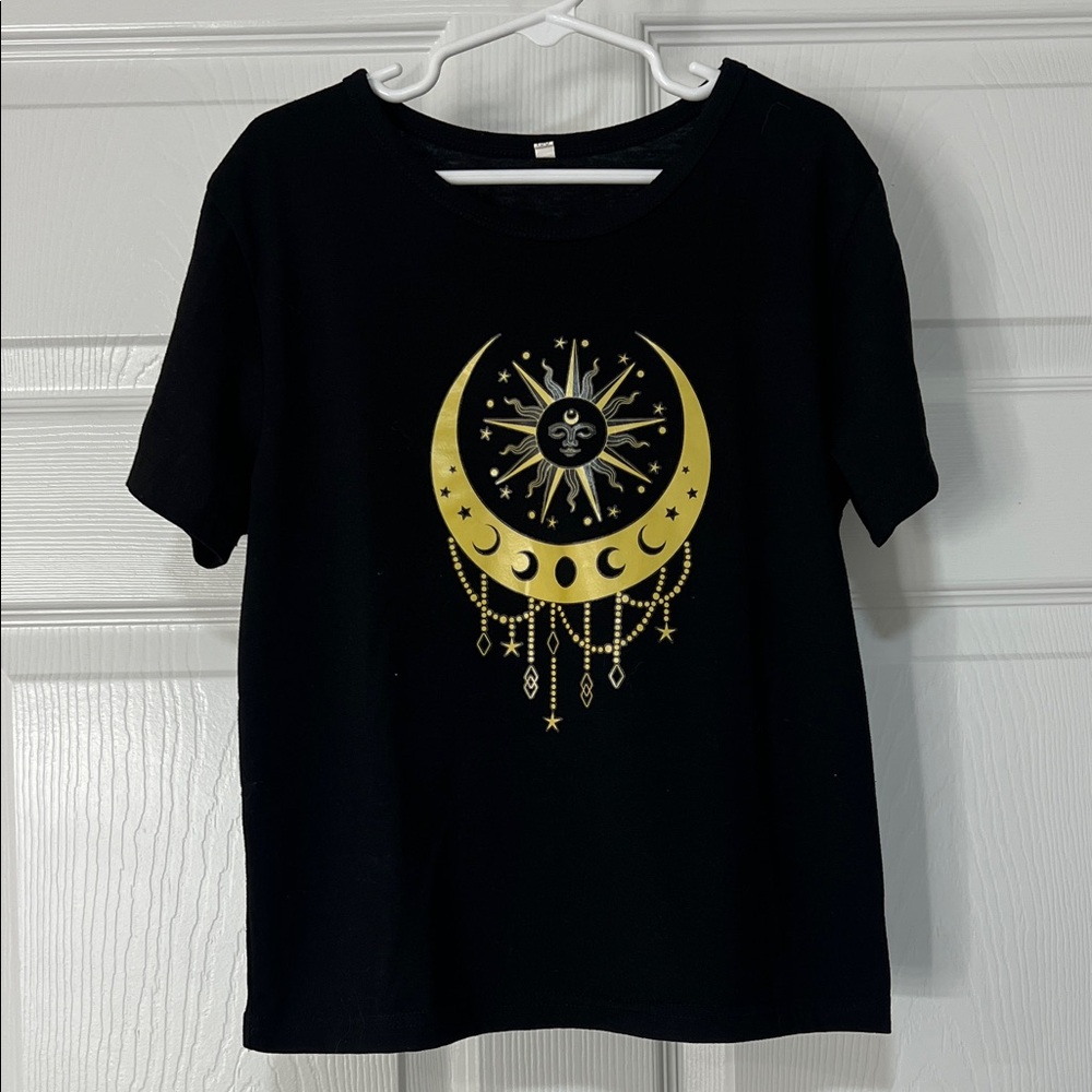 Black and Gold Kids Shirt with Celestial Design
